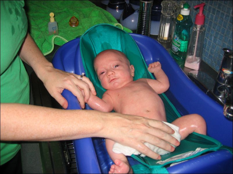 Sebastian's first bath at home